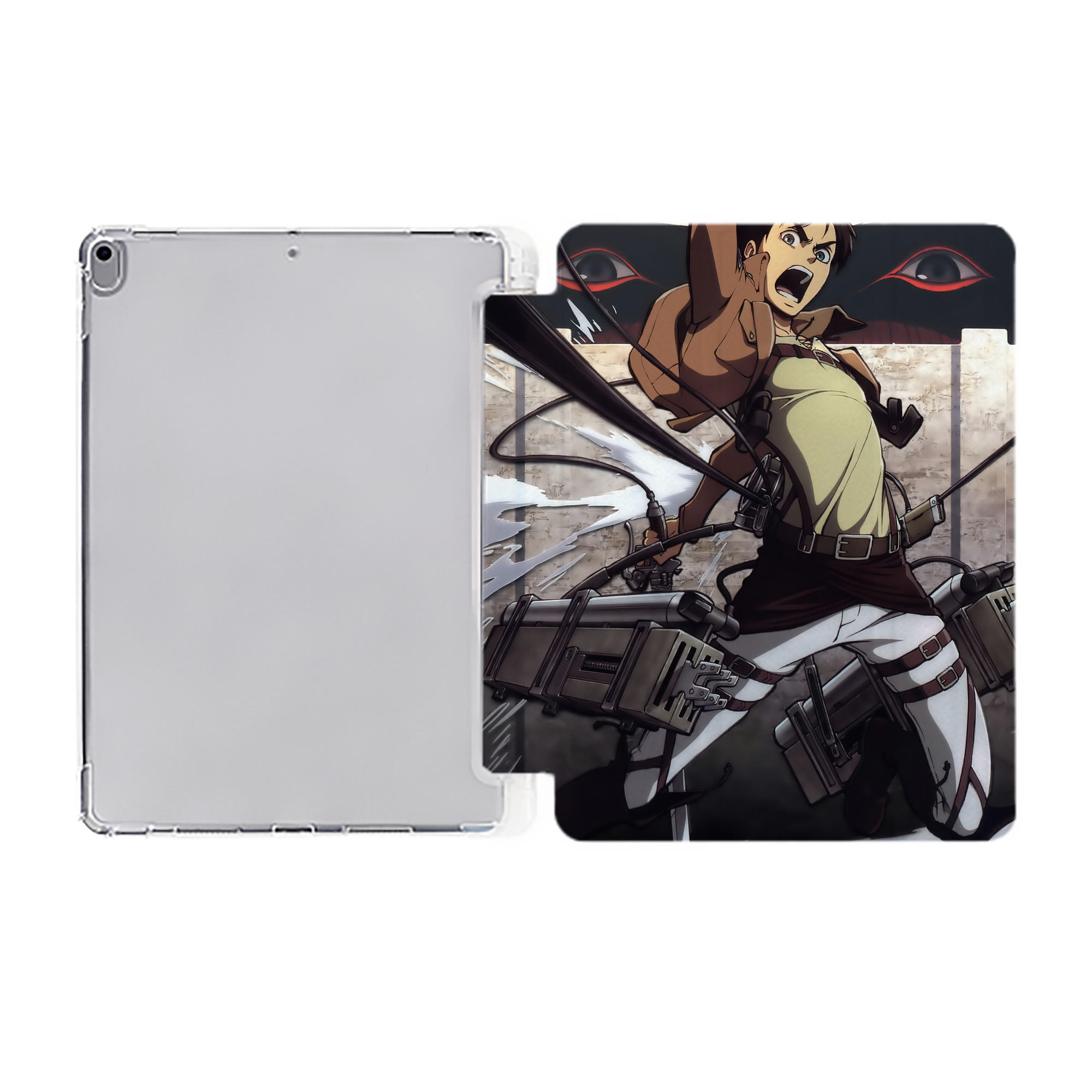 （画像用） 進撃の巨人 Attack on Titan IPad ケース ペン収納付き 三つ折りスタンド PUレザー×シリコン 対応機種9.5/10.5/10.9インチ